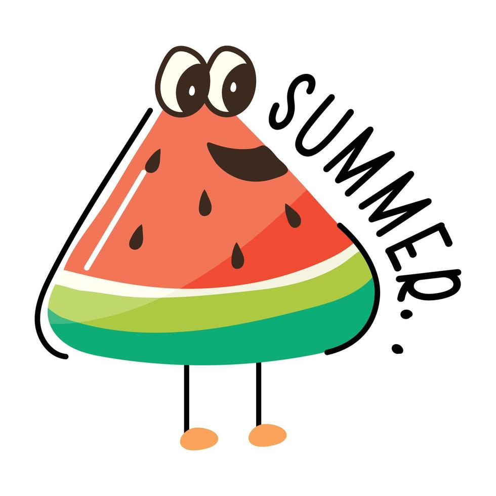 Healthy food, cute flat sticker of watermelon slice vector