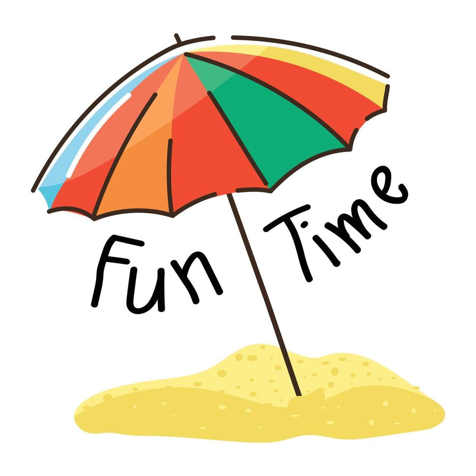 Creatively designed flat sticker of beach umbrella vector