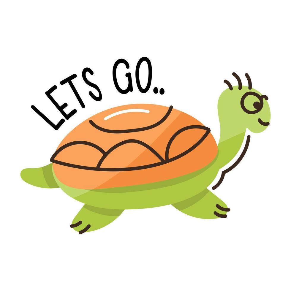 Download premium flat sticker of turtle vector