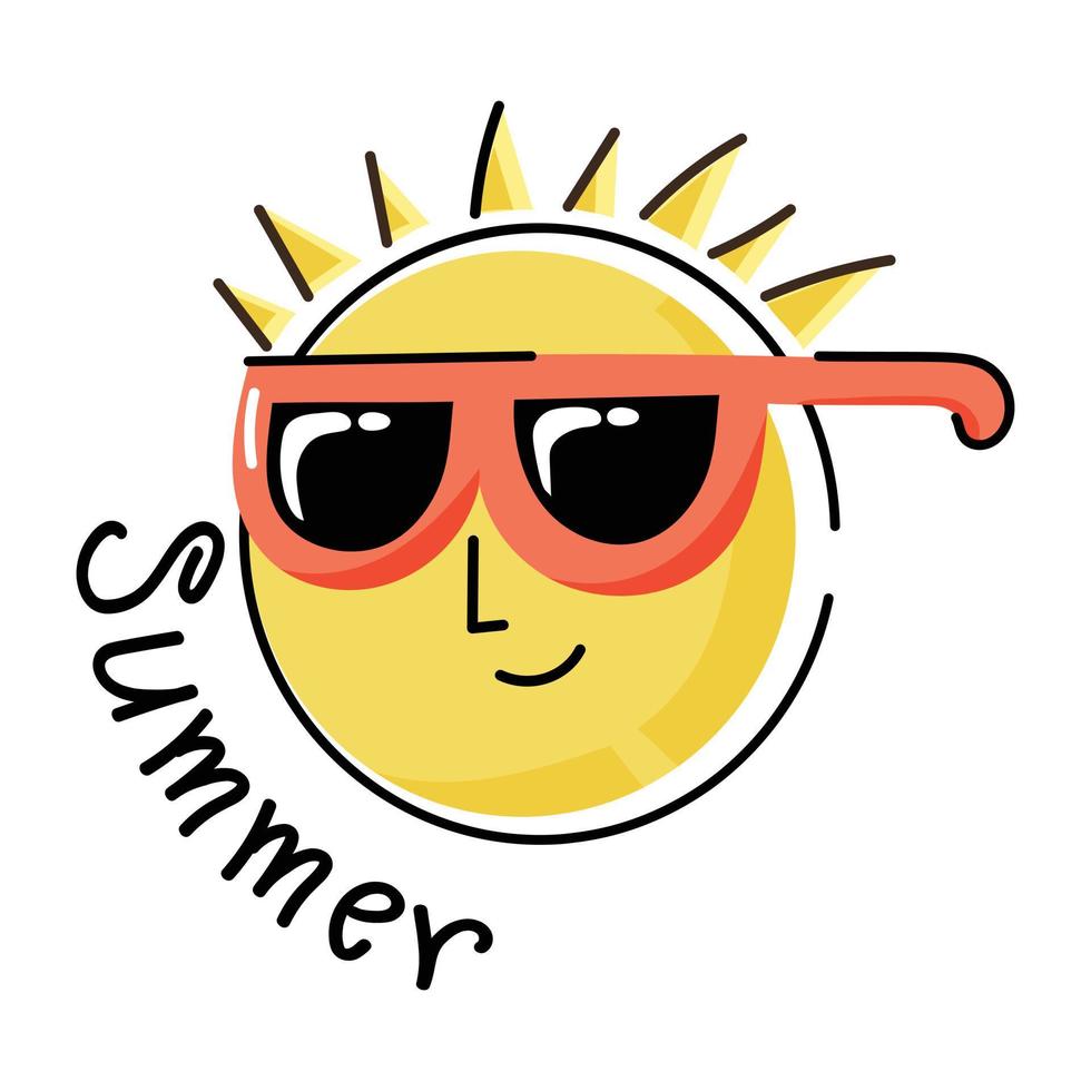 Beautifully designed flat sticker of sun vector