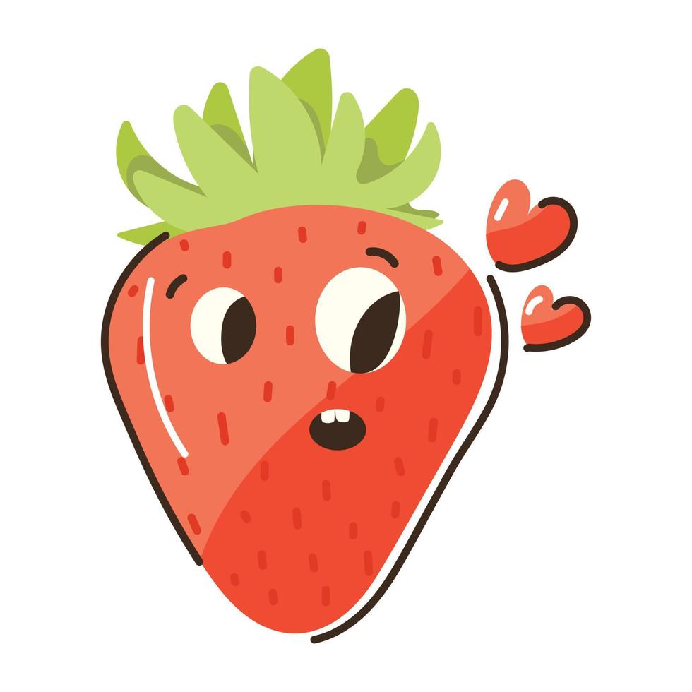 A captivating cute flat sticker of strawberry vector