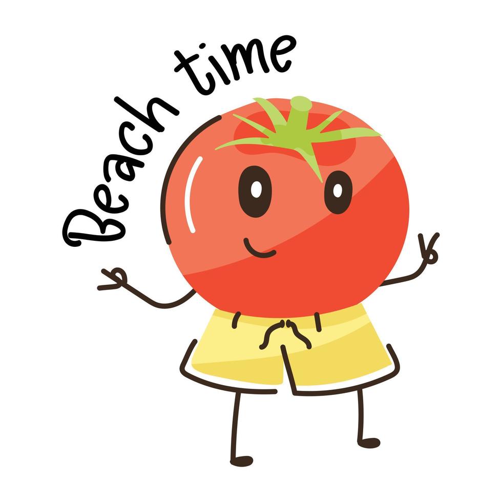 A very cute flat sticker of tomato vector