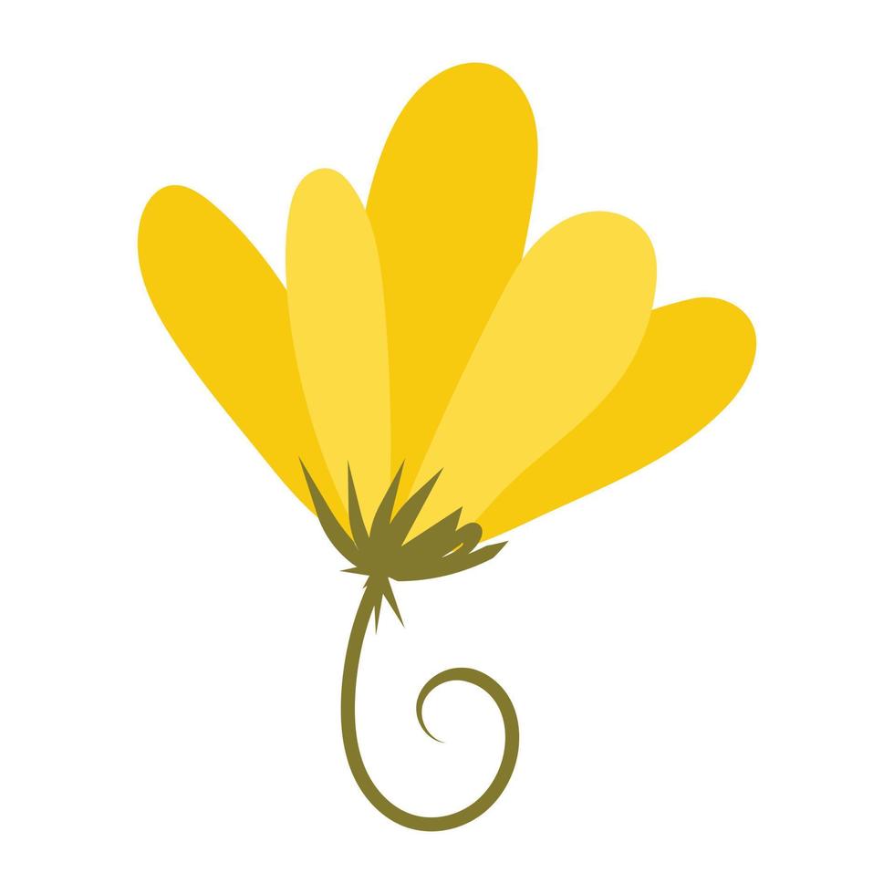Modern daylily flower in yellow, doodle vector