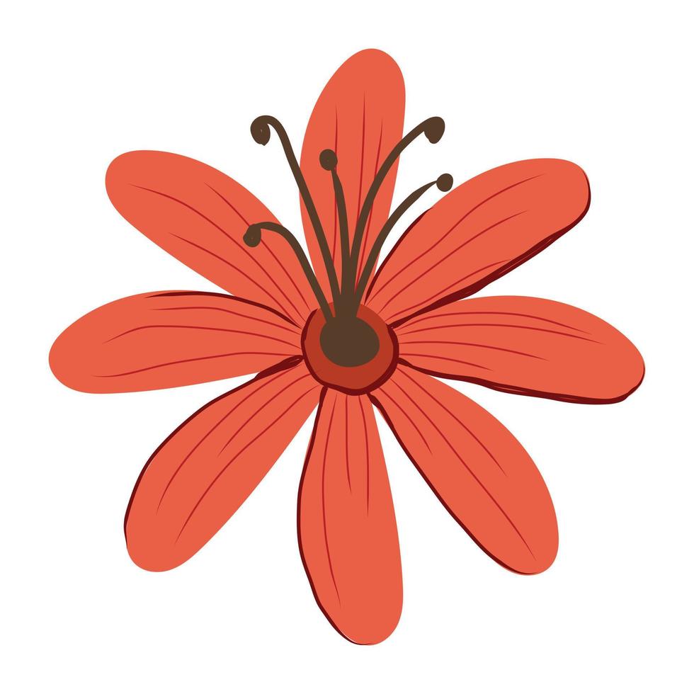 Trendy flower design in hand drawn vector