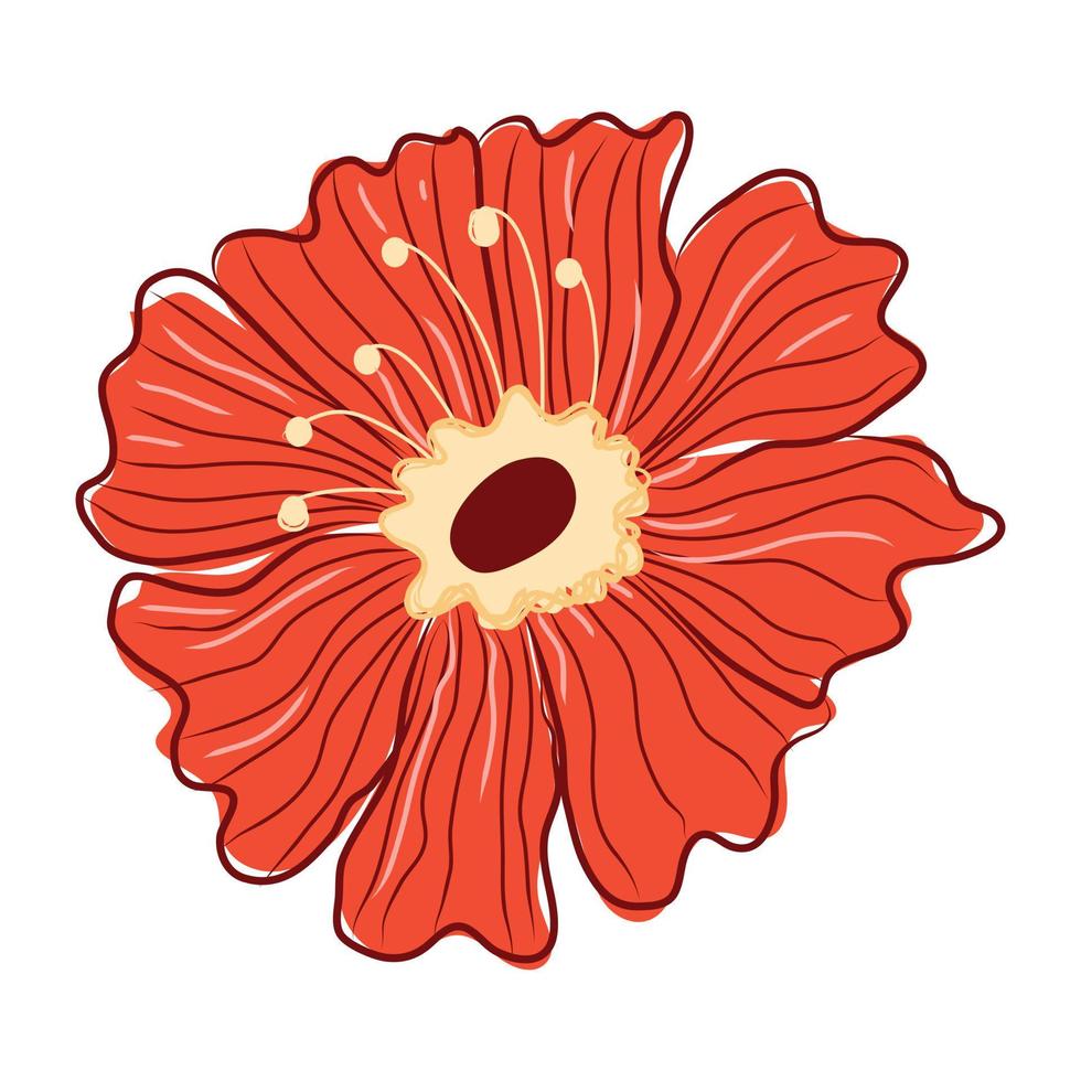 Trendy flower design in hand drawn vector