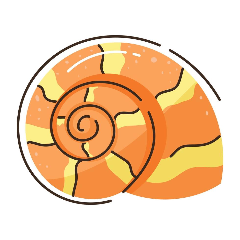 icono plano de garabato moderno de concha de caracol vector