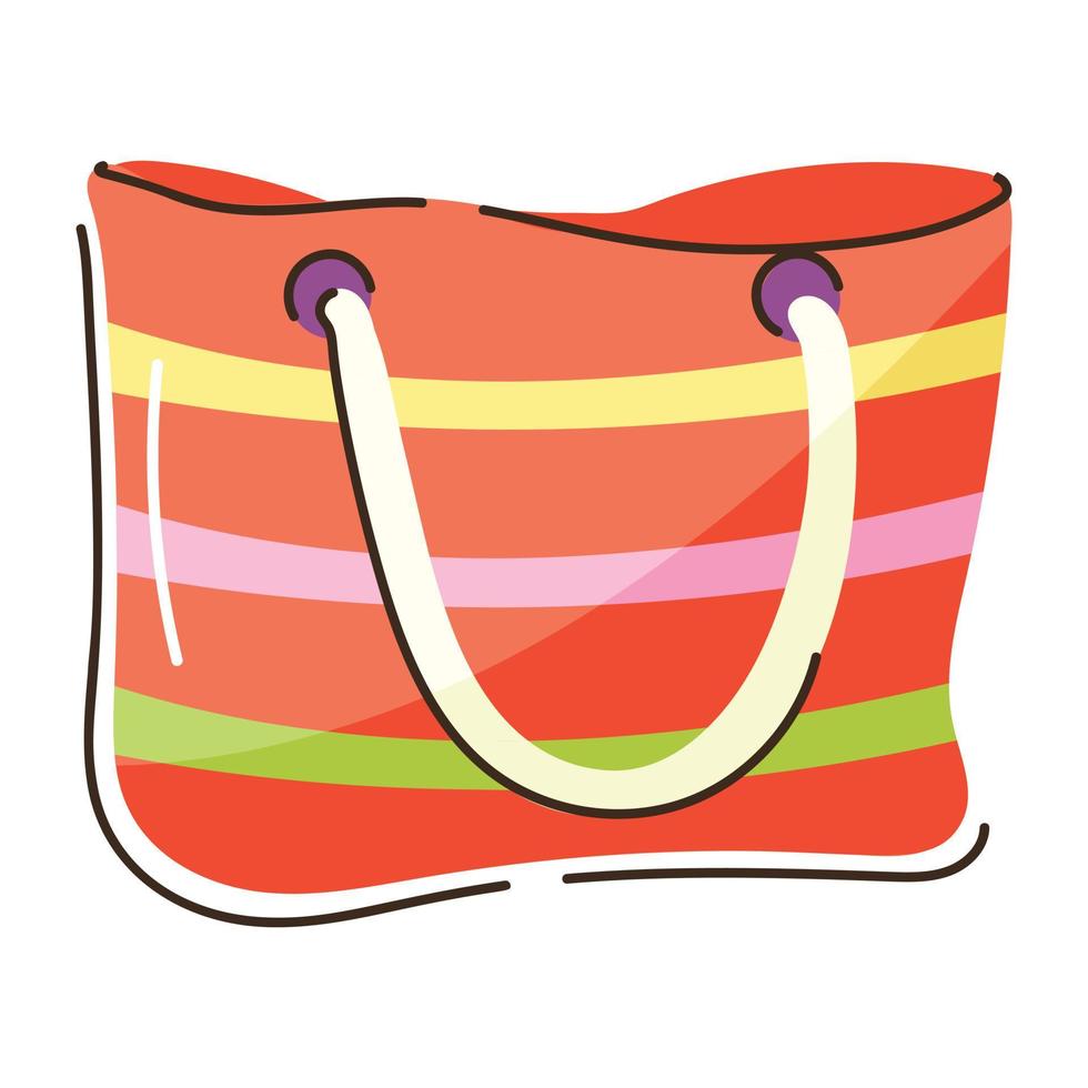 un colorido icono de garabato de bolsa de playa vector