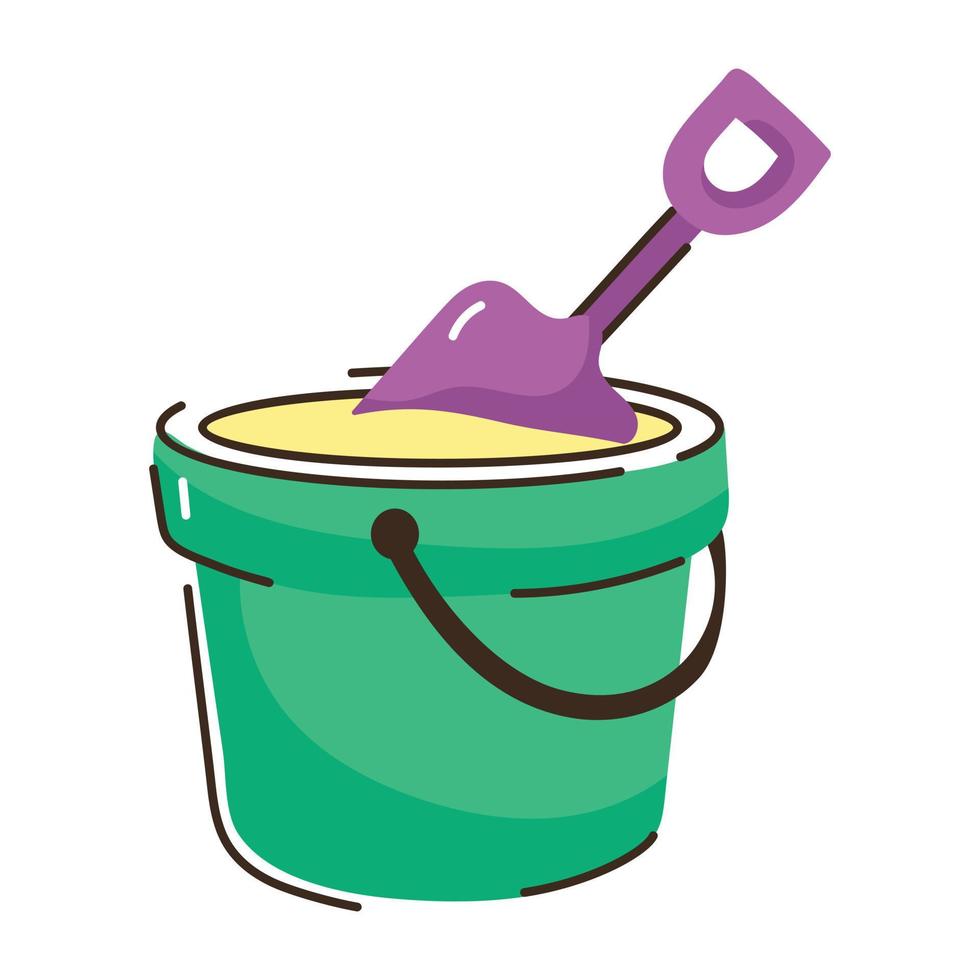 Trendy flat icon of sand bucket in doodle style vector