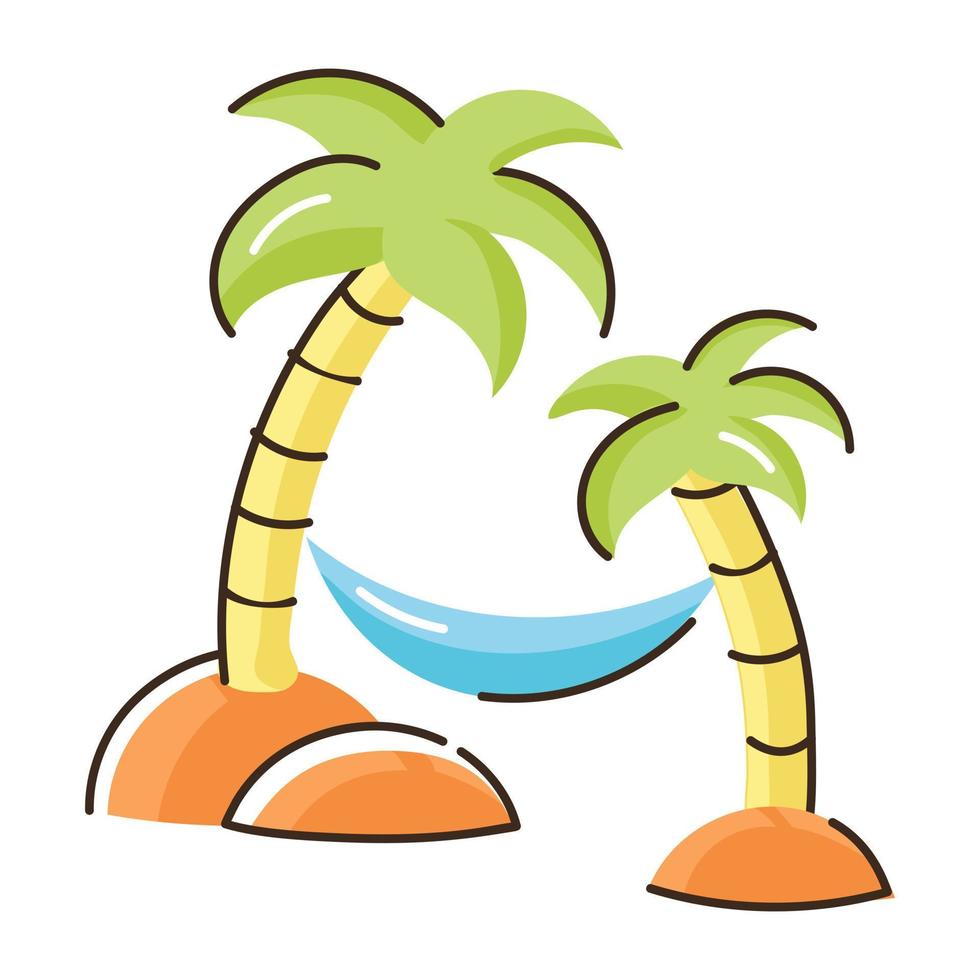 Beautifully designed doodle flat icon of hammock vector