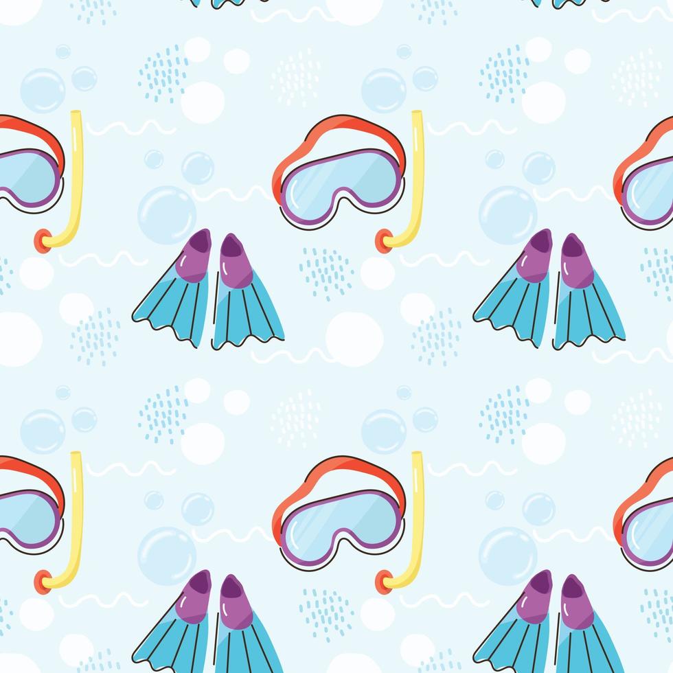 A captivating flat design of snorkeling pattern vector