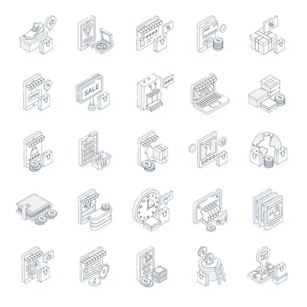 Modern Isometric Icons of Shopping vector