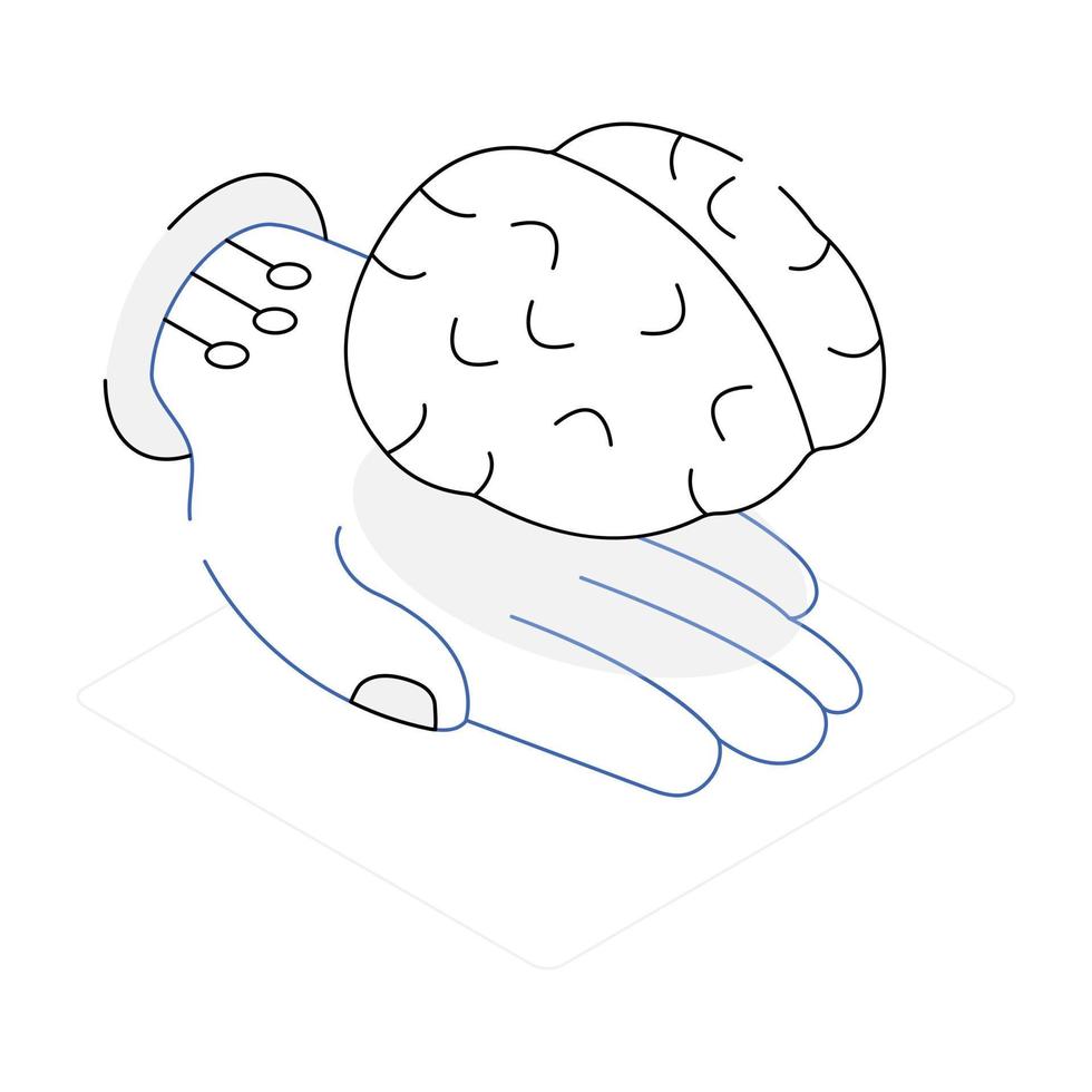 A scalable isometric icon of ai mind vector