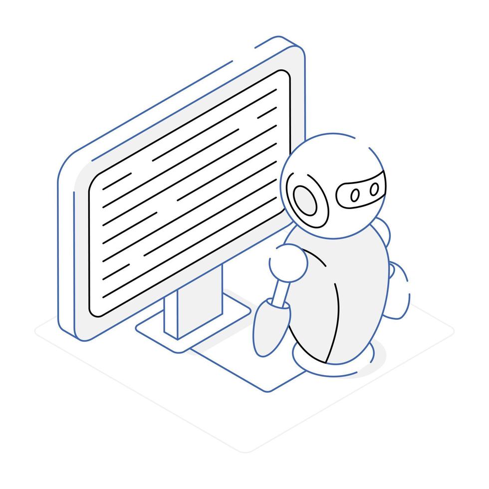 A trendy isometric icon of virtual robot vector