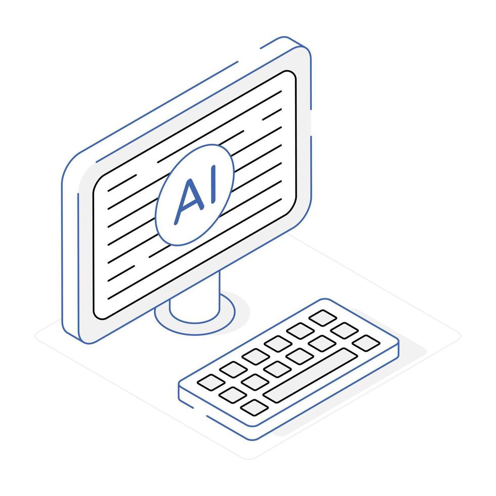 Check this isometric icon of ai computer vector