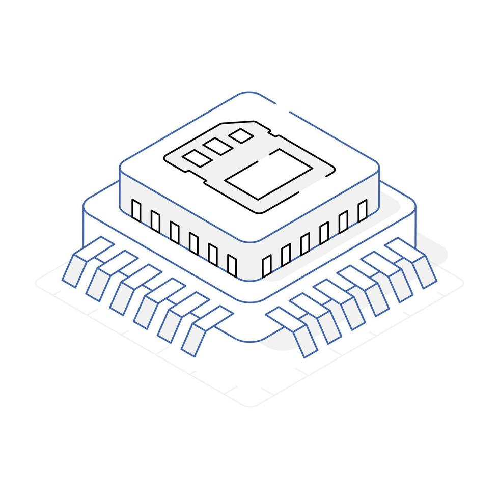 Trendy isometric icon of ai processor vector