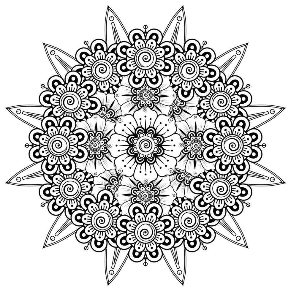 Circular pattern in form of mandala for Henna  Mehndi  tattoo  decoration. Coloring book page. vector