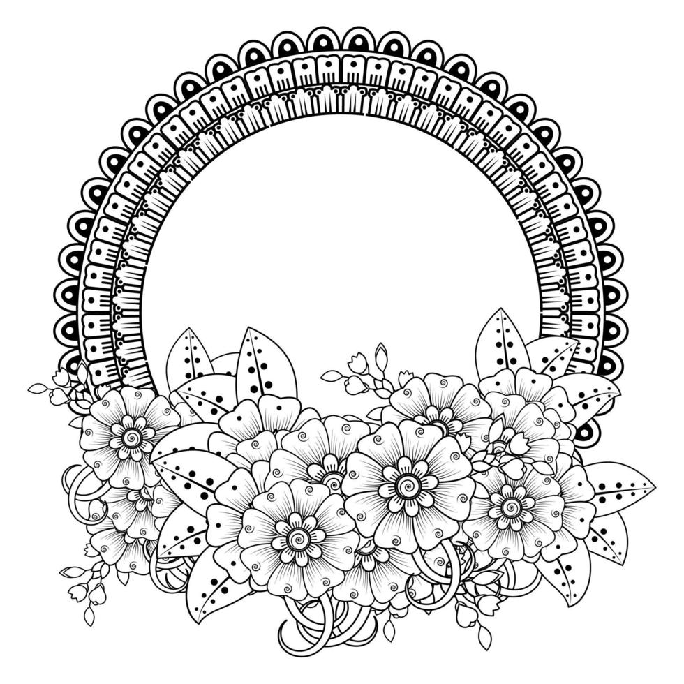 flores en blanco y negro. arte del doodle para colorear libro vector