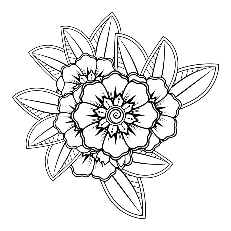 Flowers in black and white. Doodle art for coloring book vector