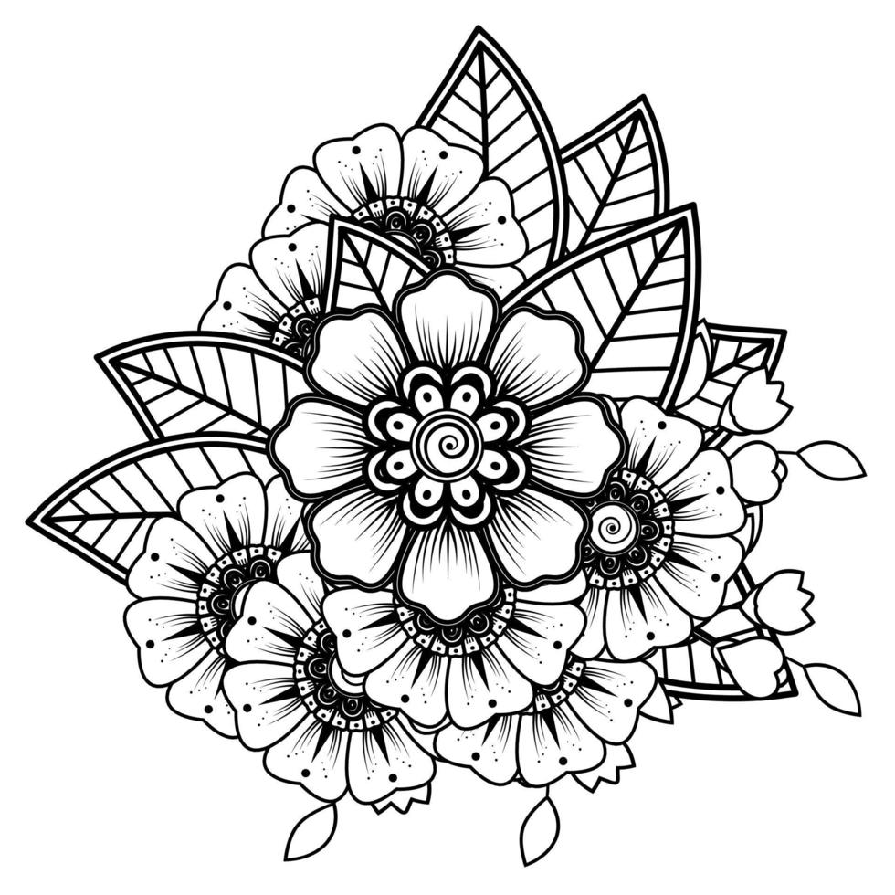 Flowers in black and white. Doodle art for coloring book vector