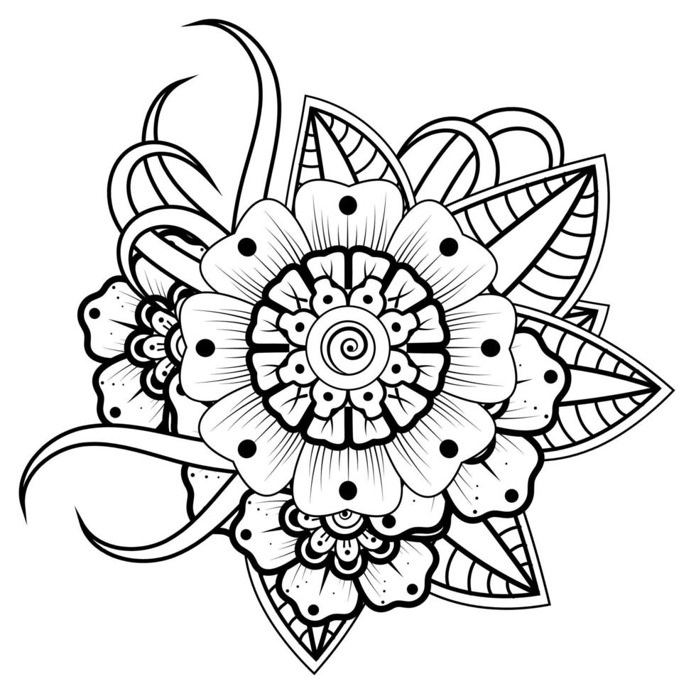 Flowers in black and white. Doodle art for coloring book vector