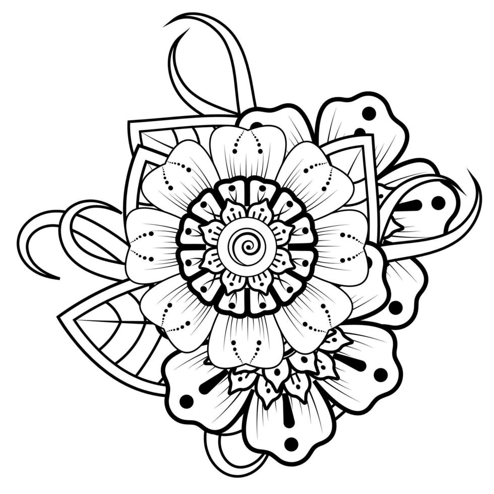 flores en blanco y negro. arte del doodle para colorear libro vector