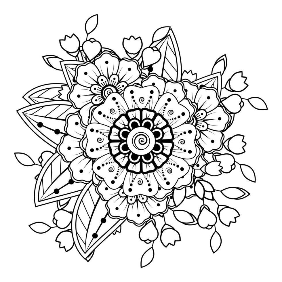 flores en blanco y negro. arte del doodle para colorear libro vector