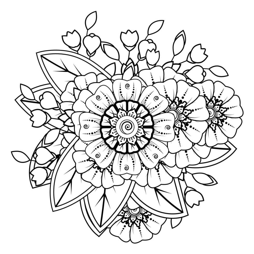 Flowers in black and white. Doodle art for coloring book vector