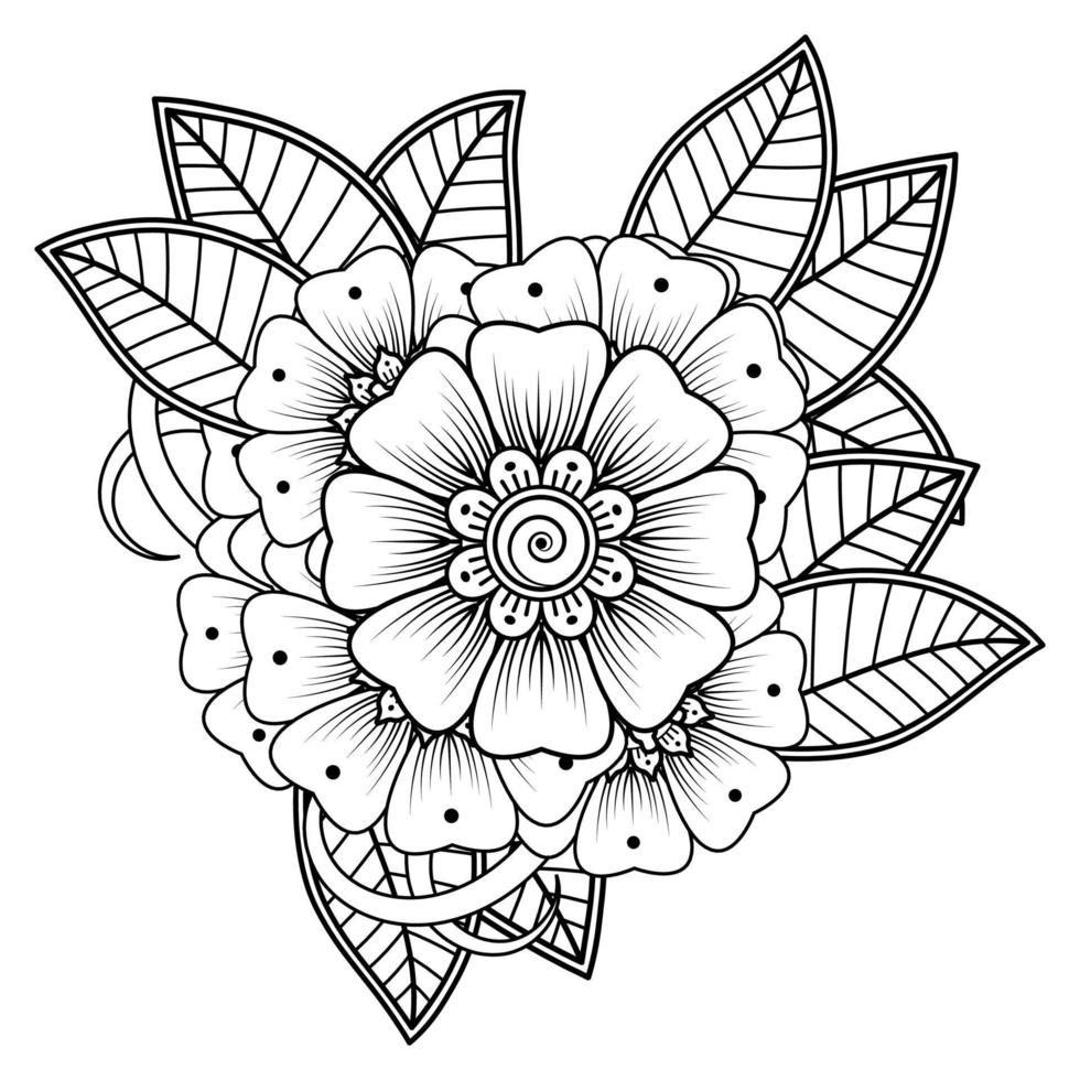 flores en blanco y negro. arte del doodle para colorear libro vector