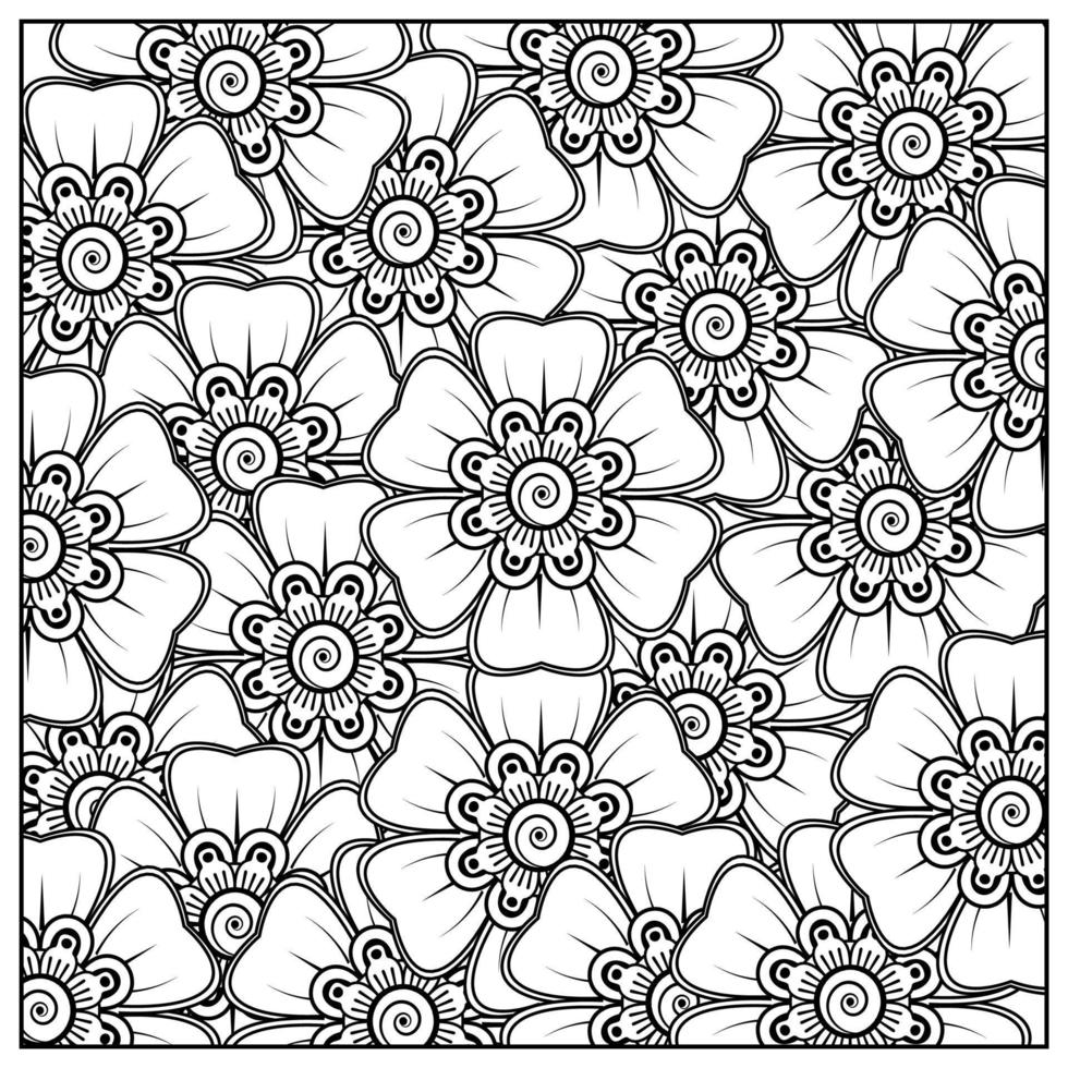 flores en blanco y negro. arte del doodle para colorear libro vector