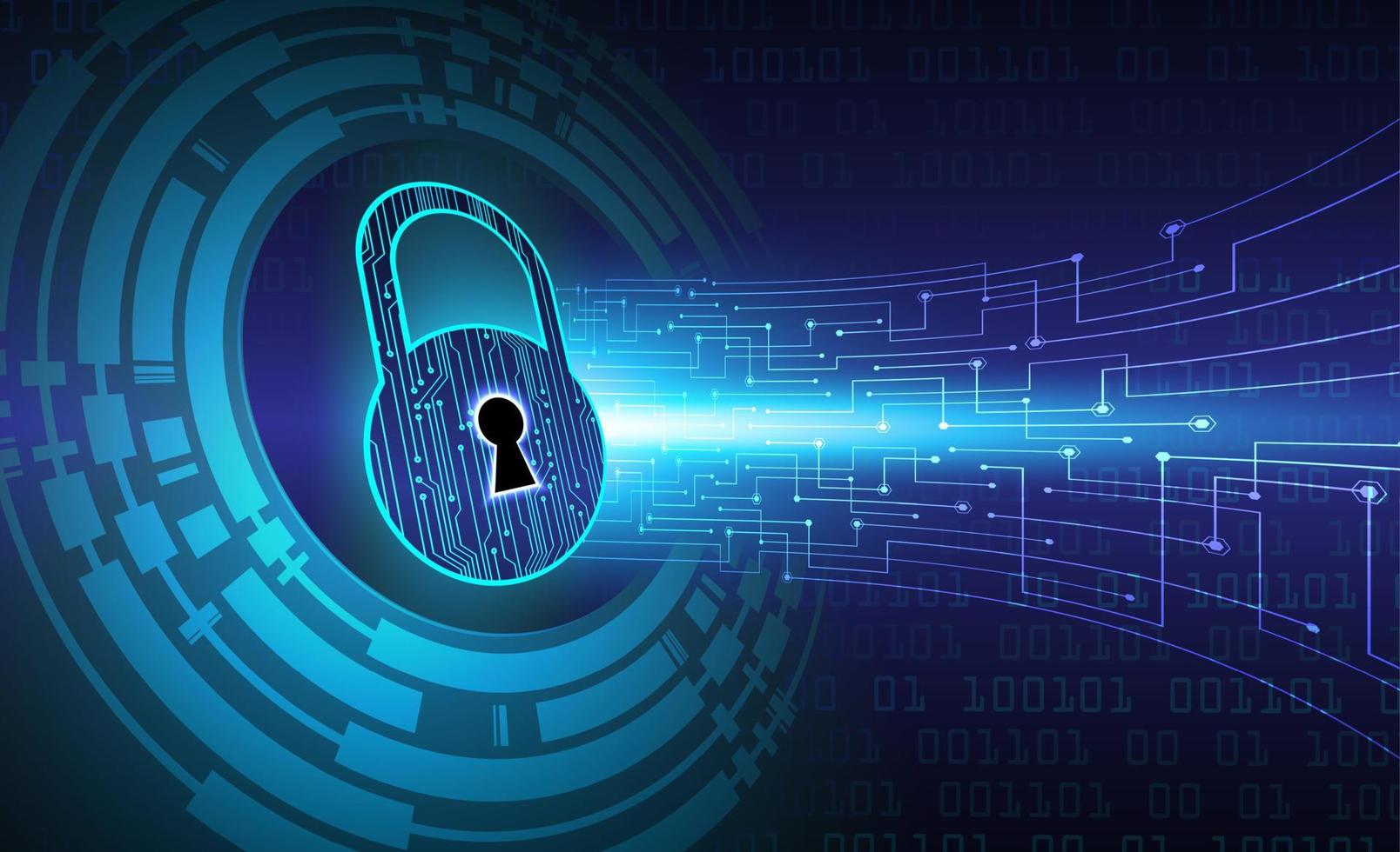 Closed Padlock on digital background, cyber security vector