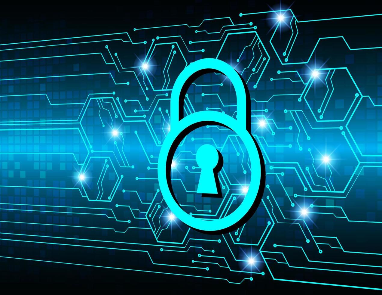 Closed Padlock on digital background, cyber security vector