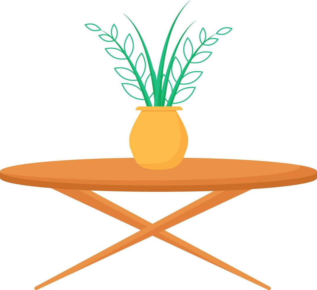 Modern coffee table with houseplant semi flat color vector object