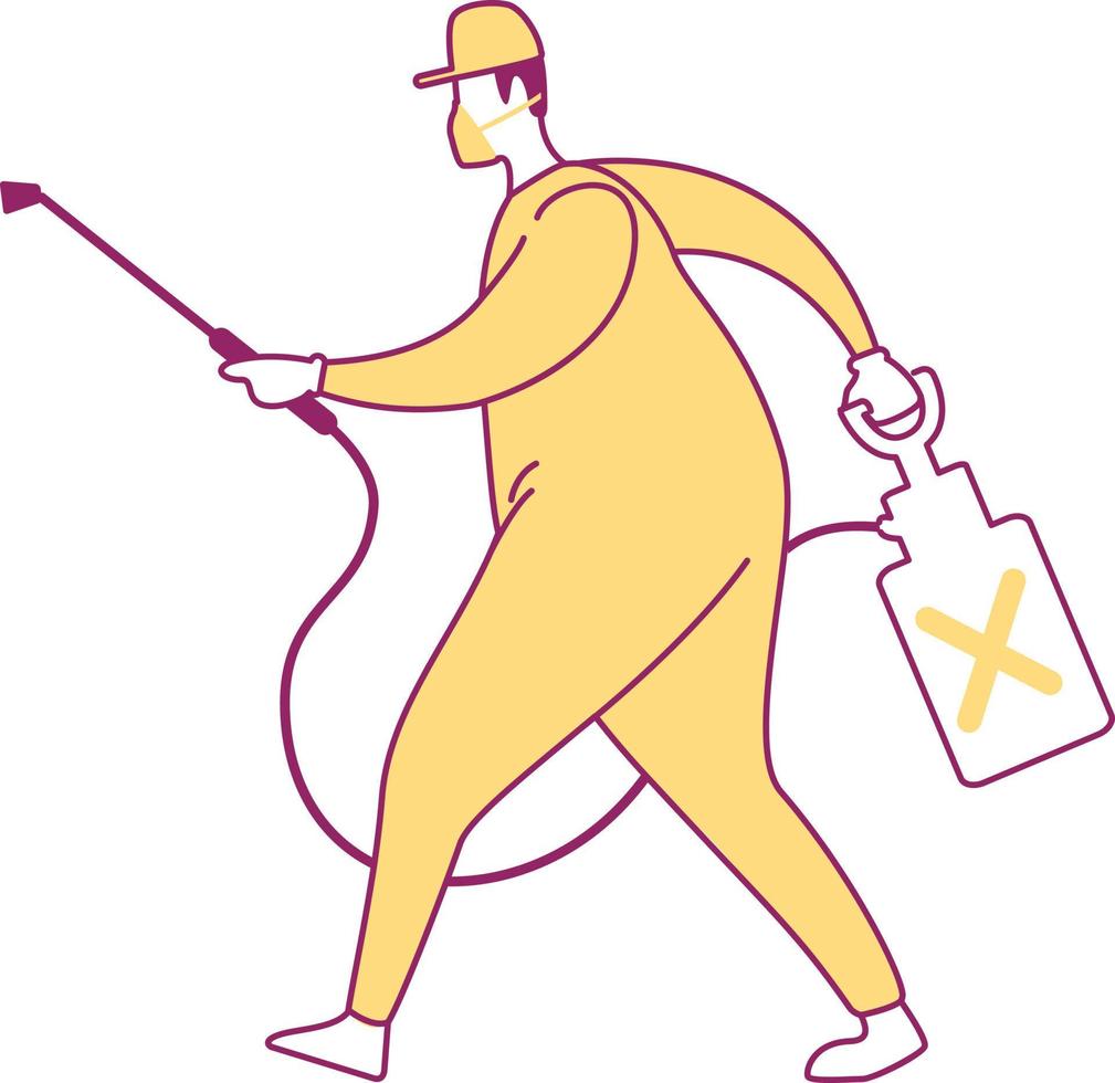 Worker from clean-up service semi flat color vector character