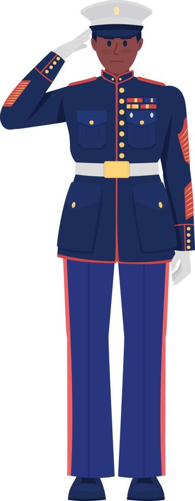 Man in full dress uniform semi flat color vector character