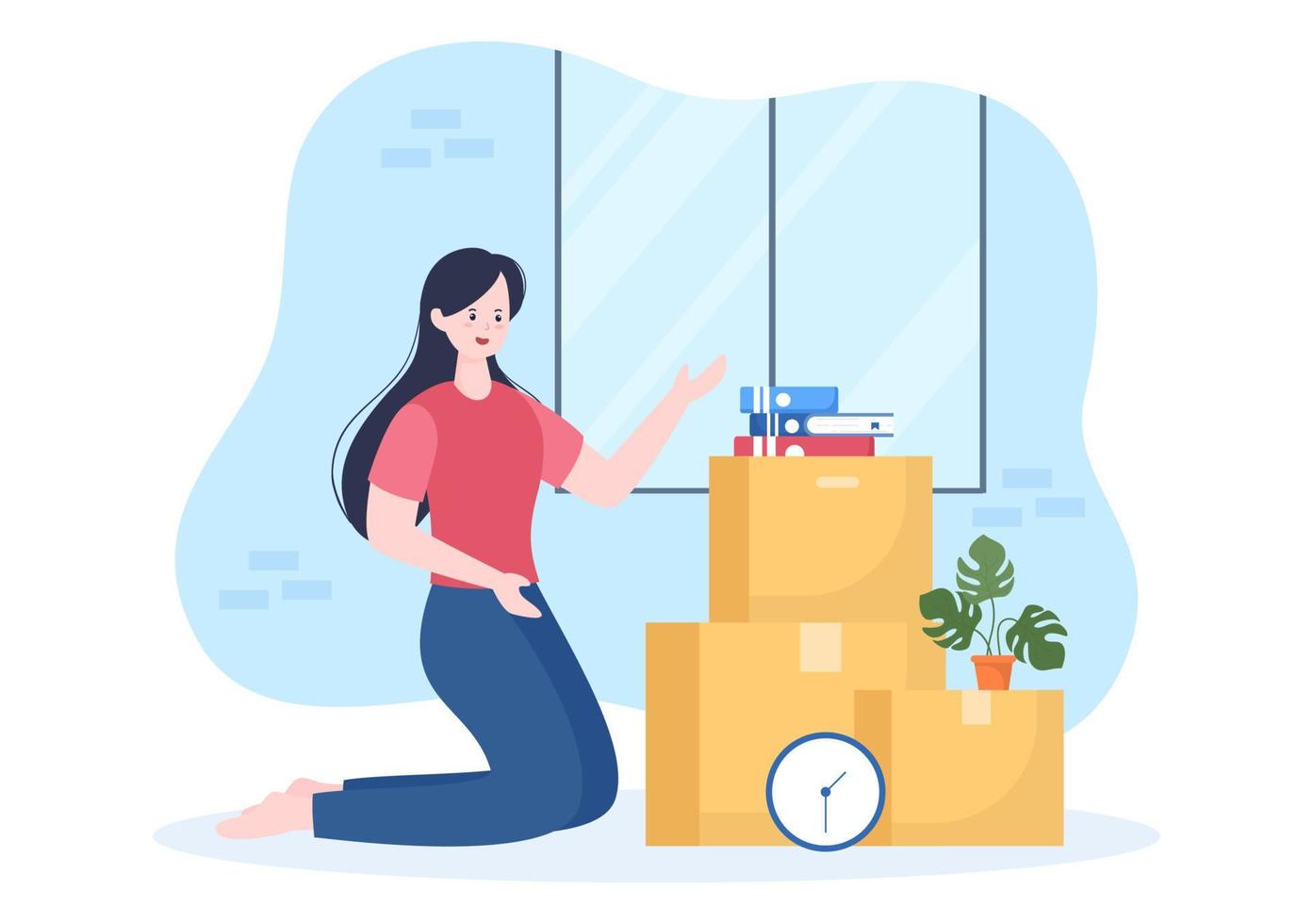 Home Relocation or People Moving with Cardboard Packaging Boxes or Pack Belongings Move to New Ones in Flat Cartoon Illustration vector