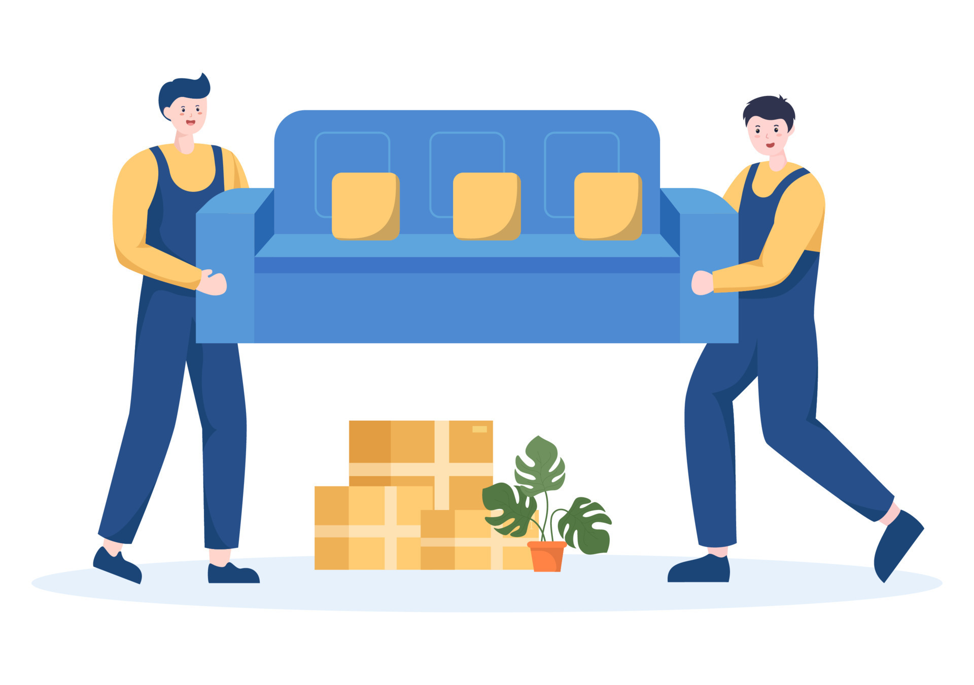 Home Relocation or People Moving with Cardboard Packaging Boxes or Pack