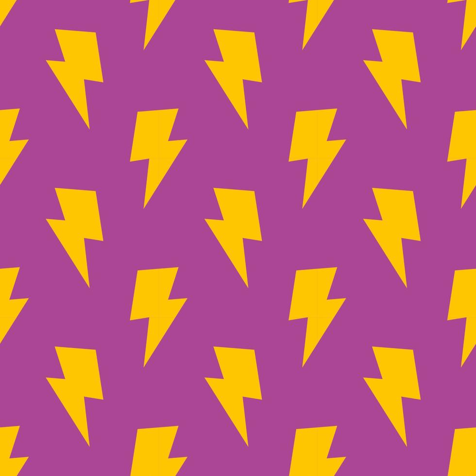 Modern trendy abstract background, seamless pattern. Yellow flash, thunder on purple backdrop. Bright colors. Vector design element. Packaging design. Wrapping paper.