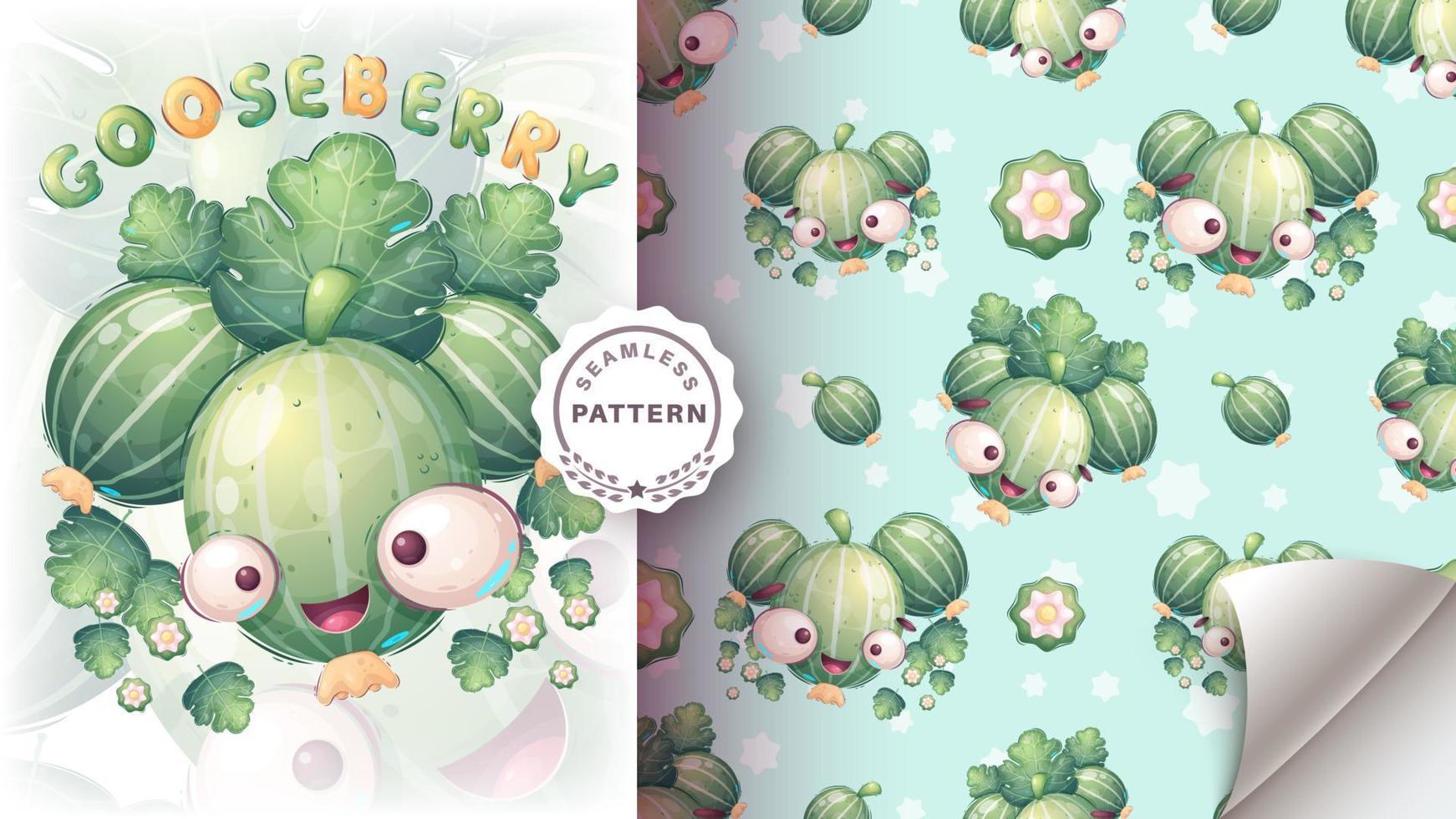 Cartoon character gooseberries - seamless pattern vector