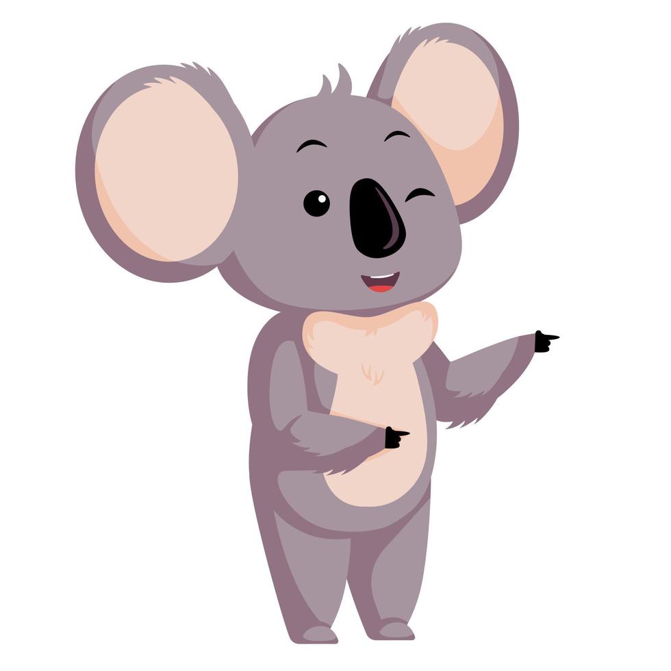 Cute koala wink isolated on white background. Cartoon character flirting. vector