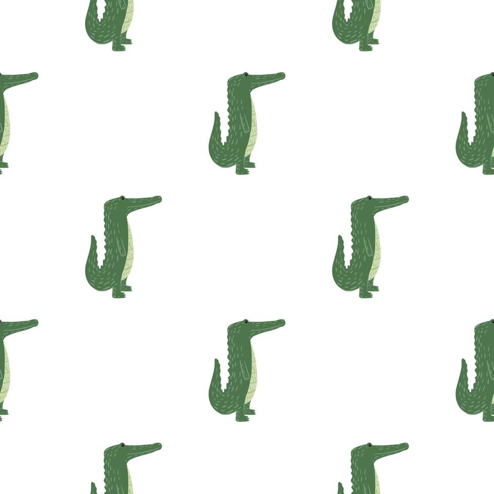 Cute crocodile seamless pattern. Background with funny alligator in doodle style for fabric. vector