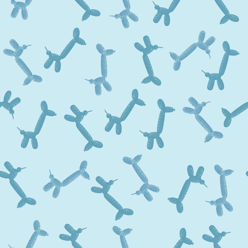 Seamless pattern balloon dogs. Background of circus bubble animal in doodle style. vector