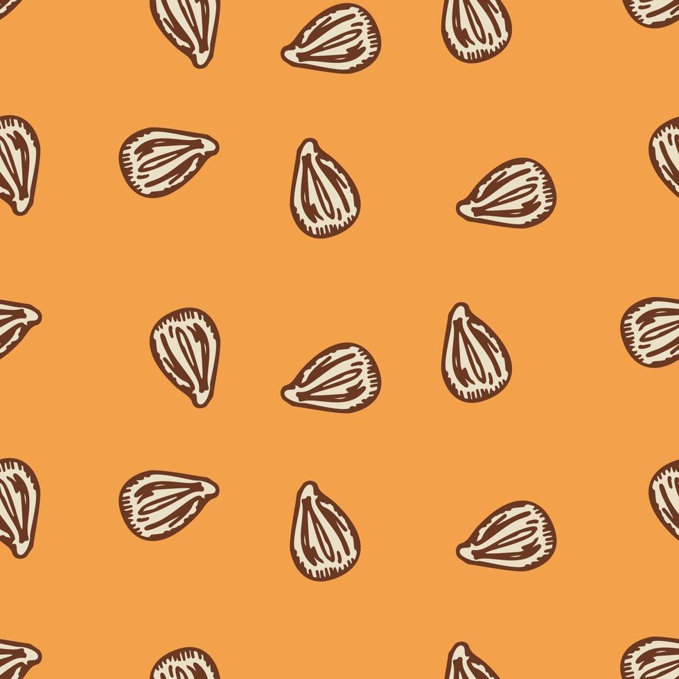 Seamless pattern engraved seeds. Vintage background plants kernels in hand drawn style. Botanical sketch. vector