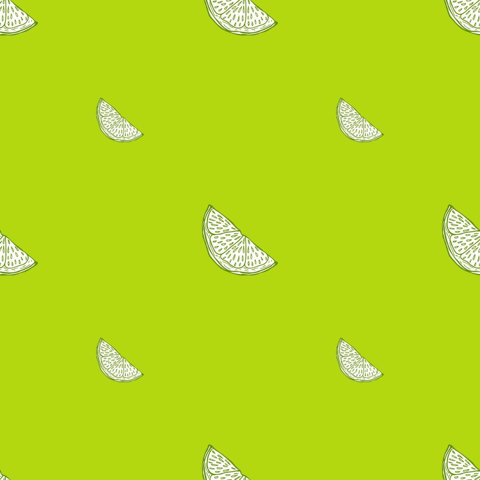 Seamless pattern engraved slice lemon. Vintage background piece lemon or lime in hand drawn style. vector