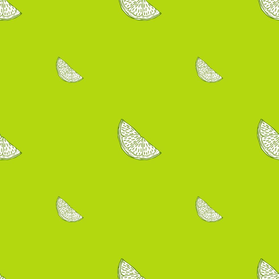 Seamless pattern engraved slice lemon. Vintage background piece lemon or lime in hand drawn style. vector