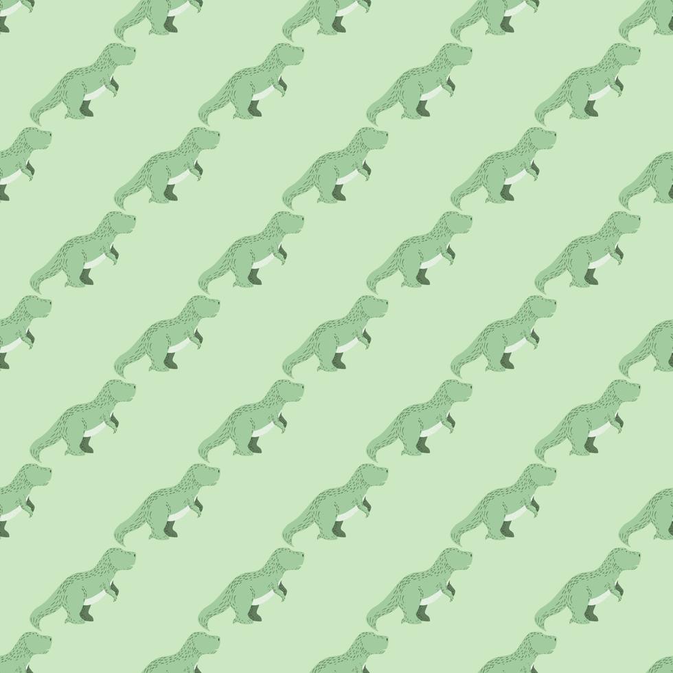 Seamless pattern cute T-Rex dino. Background of funny dinosaurs in doodle style. vector