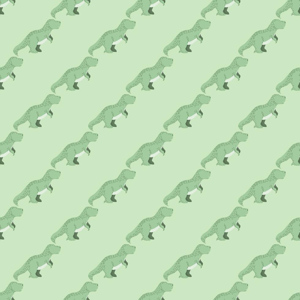 Seamless pattern cute T-Rex dino. Background of funny dinosaurs in doodle style. vector