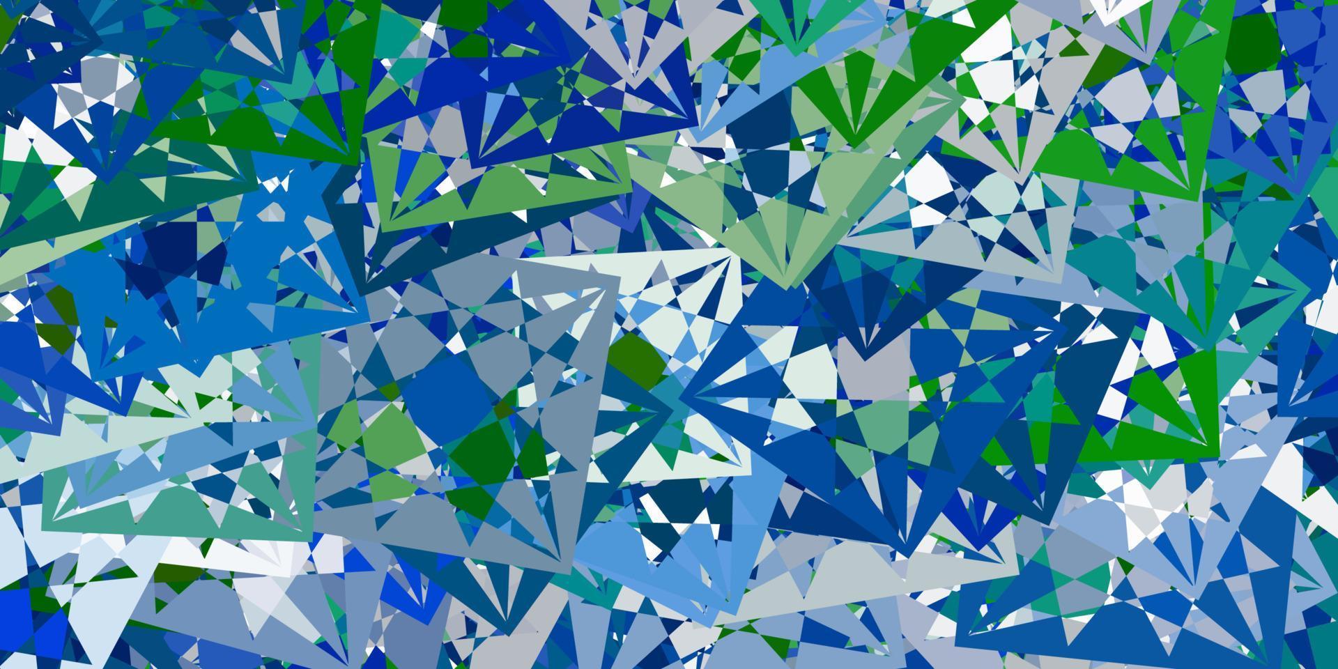 diseño de vector azul claro, verde con formas triangulares.