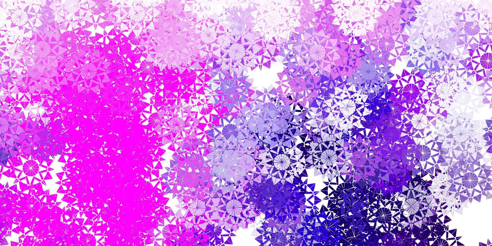 textura de vector púrpura claro con copos de nieve brillantes.