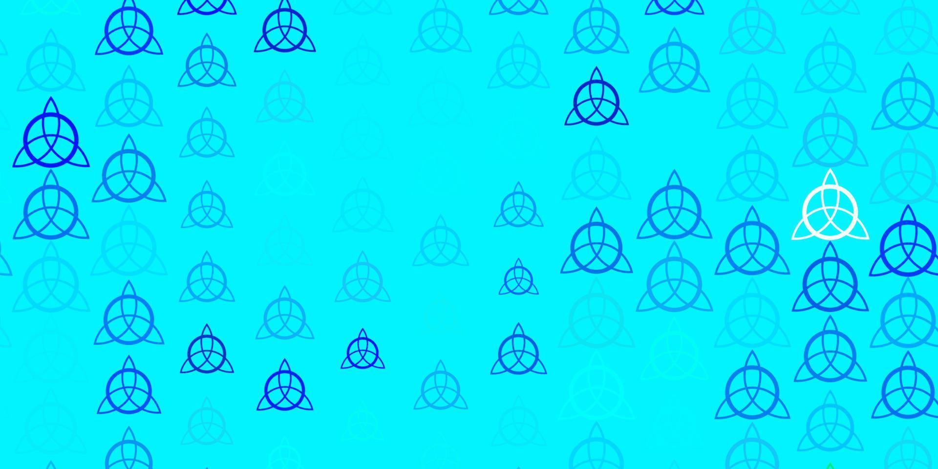 Light Blue, Green vector background with occult symbols.