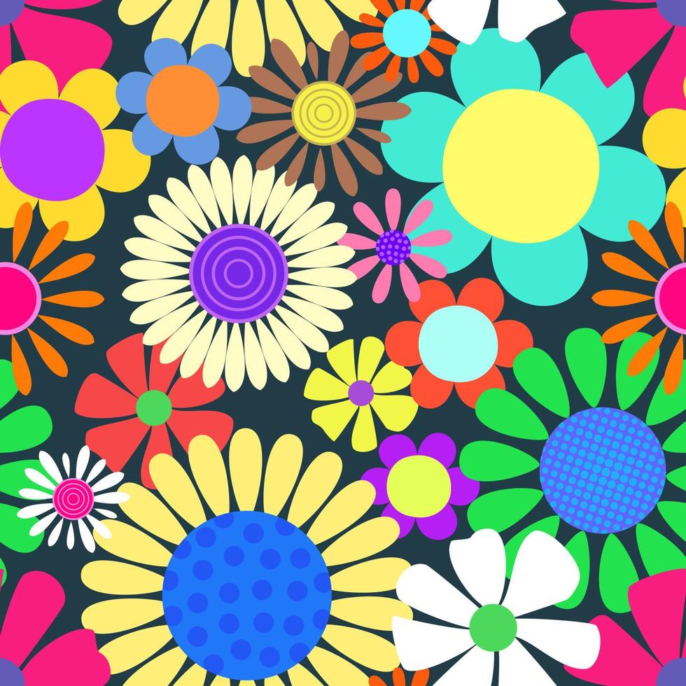 Bright Colorful Farmhouse Floral Textile Pattern vector